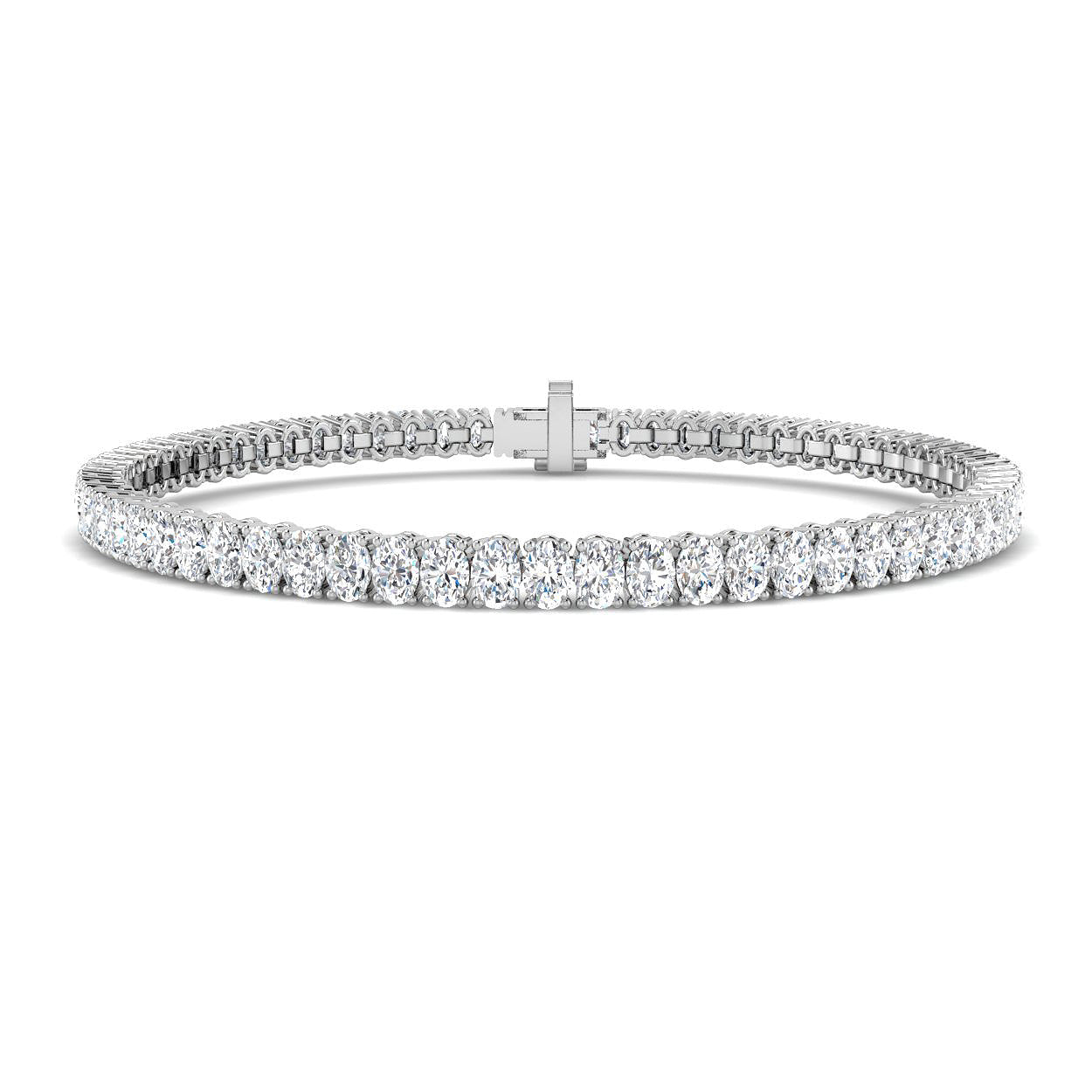 18K Oval Natural Diamond 6.45ct Tennis Bracelet