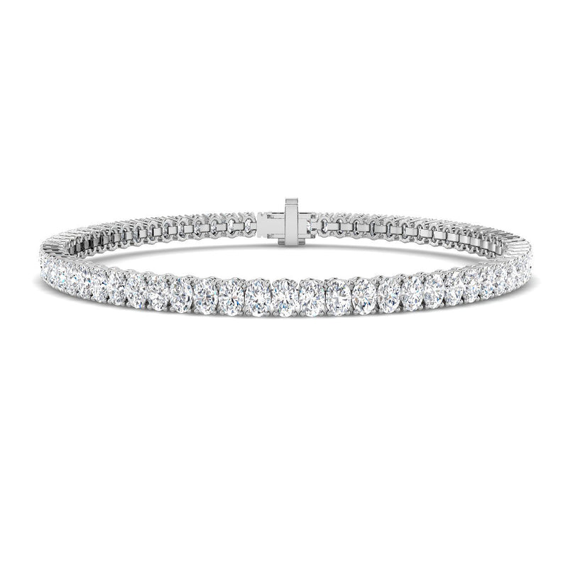 18K Oval Natural Diamond 6.45ct Tennis Bracelet