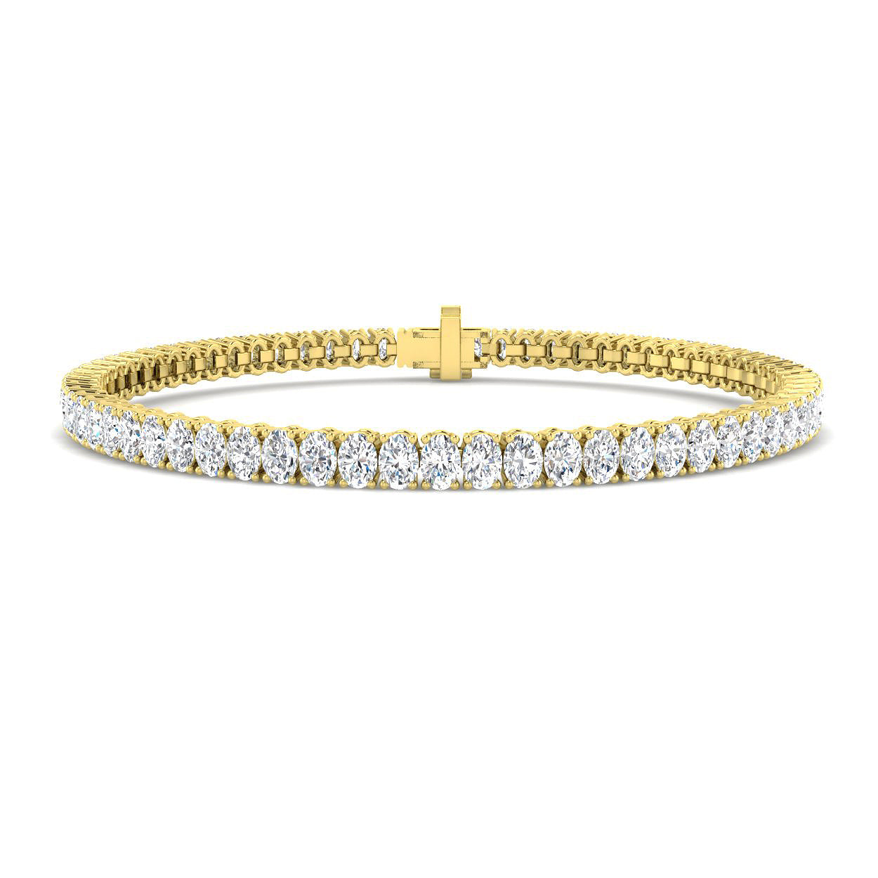 18K Oval Natural Diamond 6.45ct Tennis Bracelet