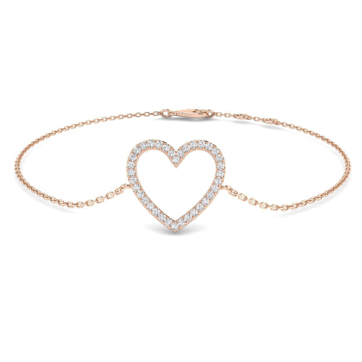 18K Natural Diamond Heart Bracelet