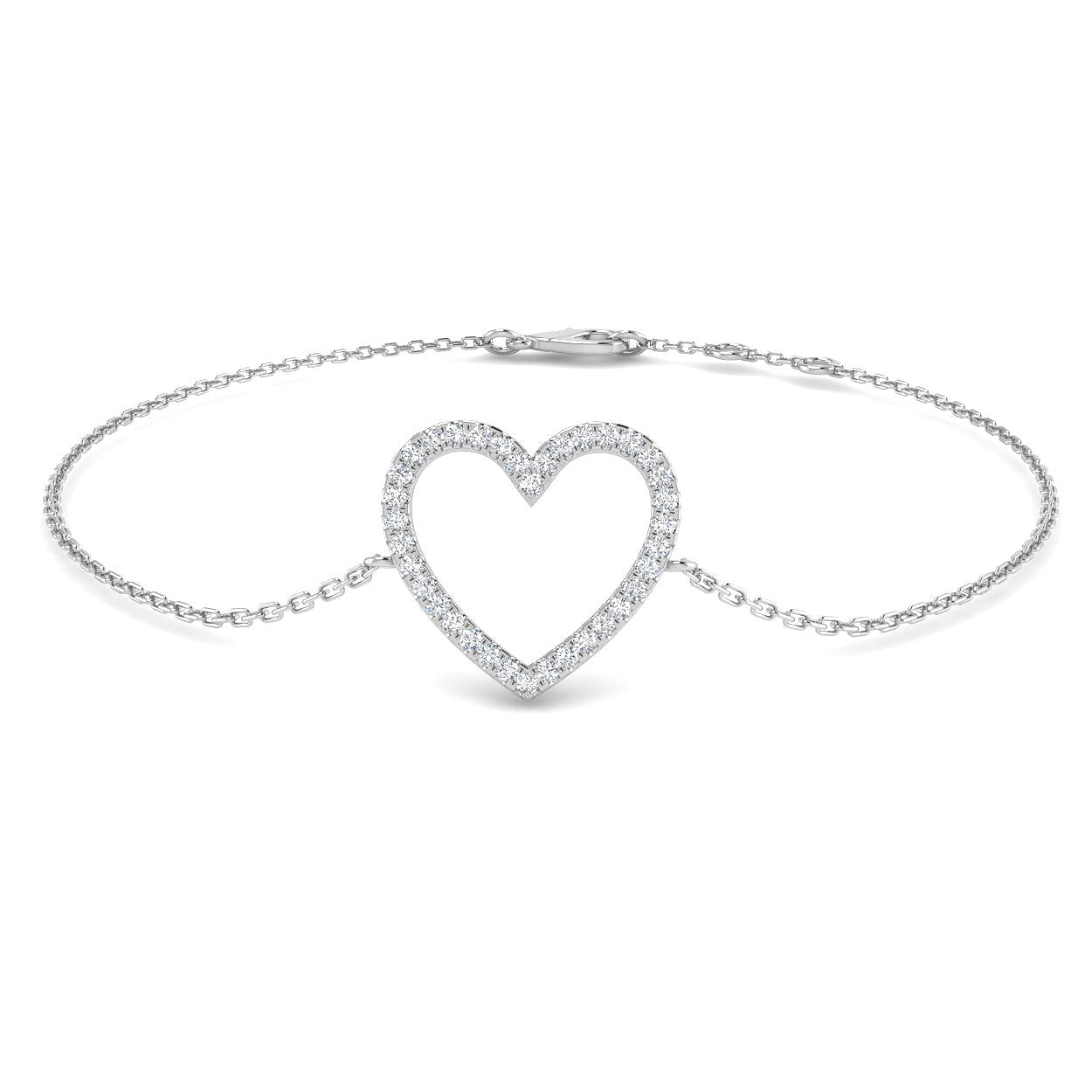 18K Natural Diamond Heart Bracelet