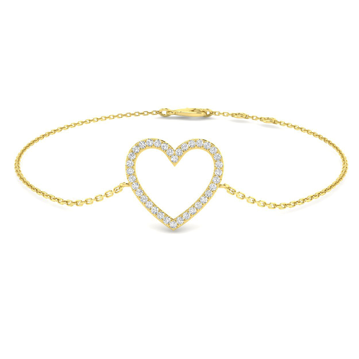 18K Natural Diamond Heart Bracelet