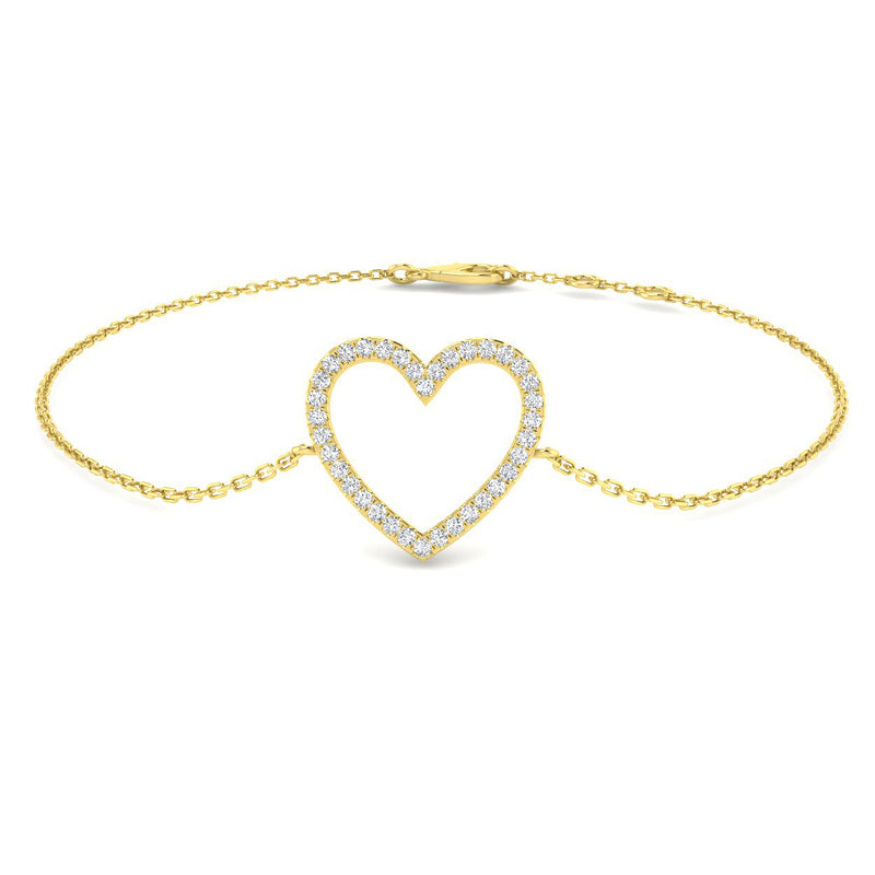 18K Natural Diamond Heart Bracelet