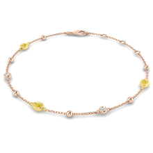 18K Yellow and White Diamond Beaded Station Bracelet