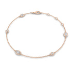 18K Natural Diamond Oval and Round 0.31ct Station Bracelet