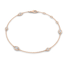 18K Natural Diamond Oval and Round 0.31ct Station Bracelet