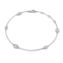 18K Natural Diamond Oval and Round 0.31ct Station Bracelet