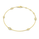 18K Natural Diamond Oval and Round 0.31ct Station Bracelet