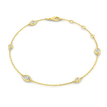 18K Natural Diamond Oval and Round 0.31ct Station Bracelet