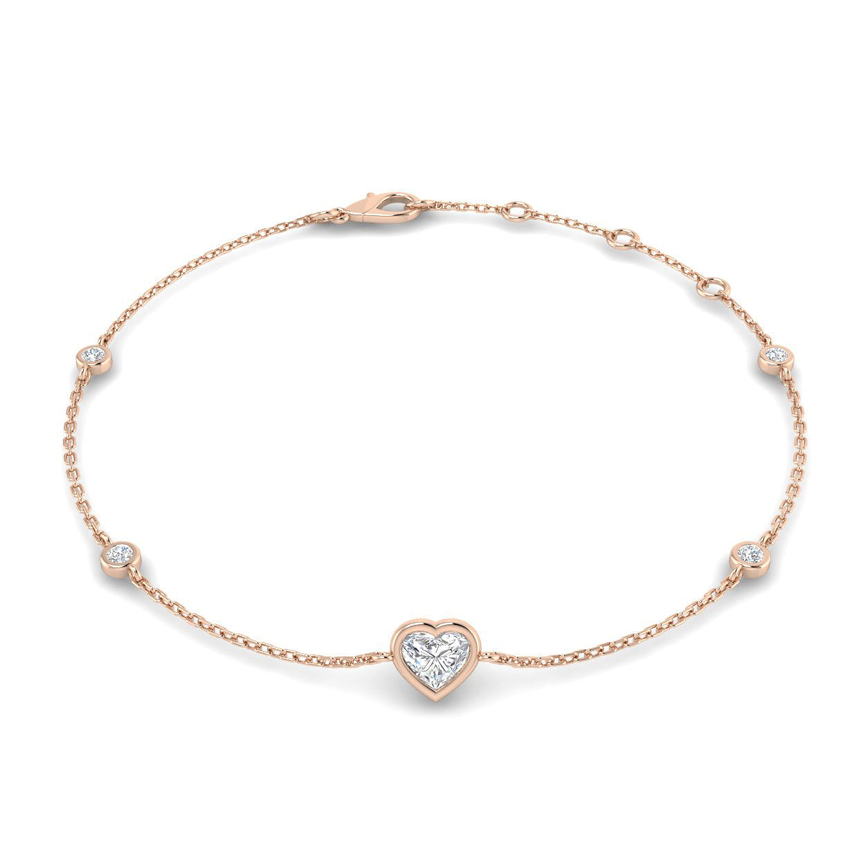 18K Natural Diamond Heart 0.43ct Station Bracelet