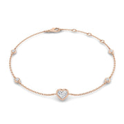 18K Natural Diamond Heart 0.43ct Station Bracelet
