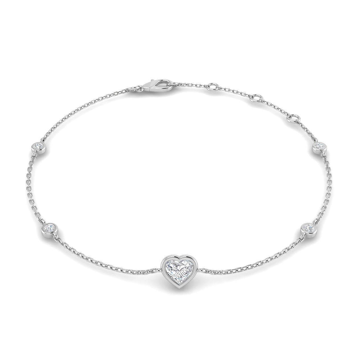 18K Natural Diamond Heart 0.43ct Station Bracelet