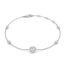 18K Natural Diamond Heart 0.43ct Station Bracelet