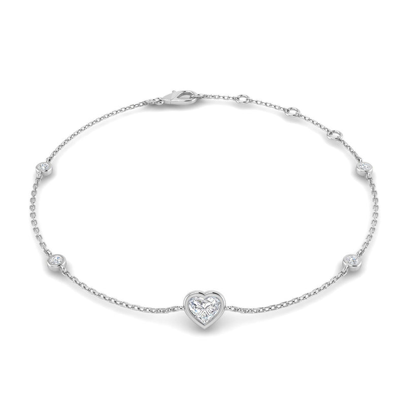 18K Natural Diamond Heart 0.43ct Station Bracelet