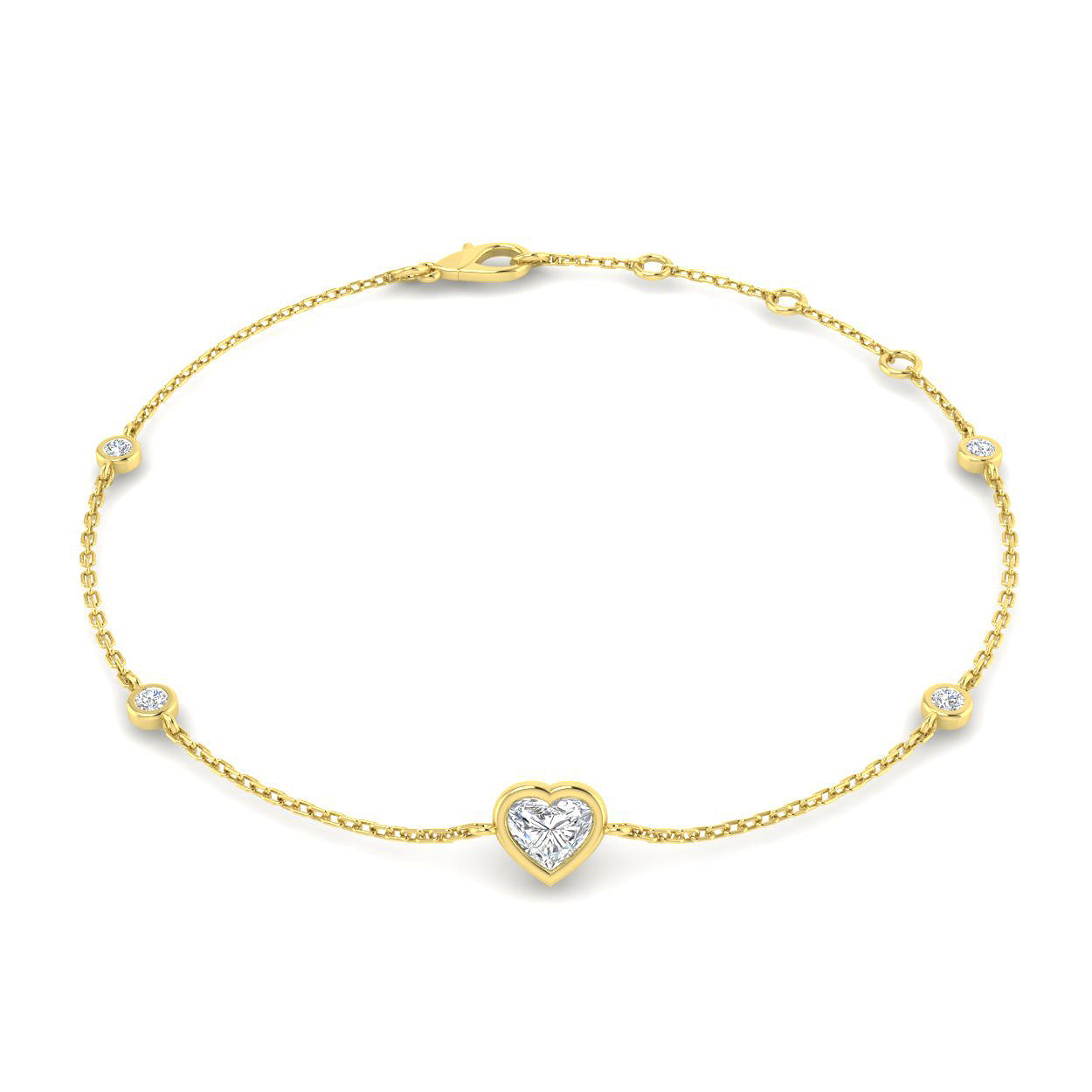 18K Natural Diamond Heart 0.43ct Station Bracelet