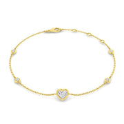 18K Natural Diamond Heart 0.43ct Station Bracelet