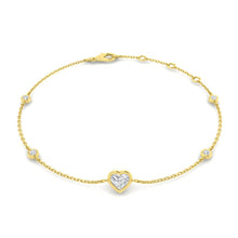 18K Natural Diamond Heart 0.43ct Station Bracelet