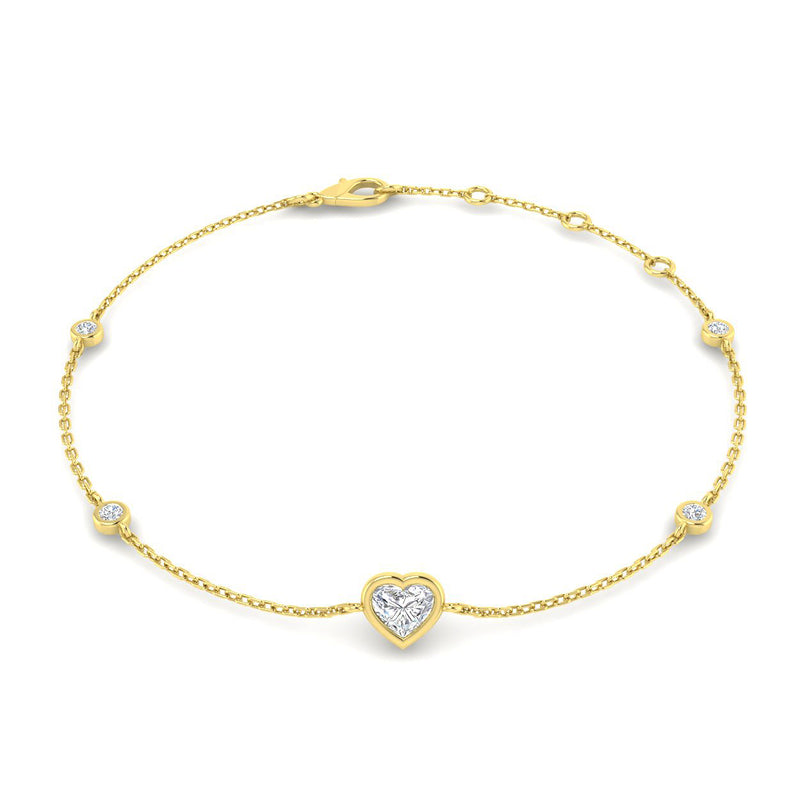 18K Natural Diamond Heart 0.43ct Station Bracelet