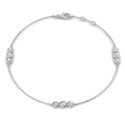 18K Natural Diamond Trio 0.33ct Station Bracelet