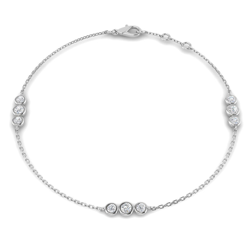 18K Natural Diamond Trio 0.33ct Station Bracelet
