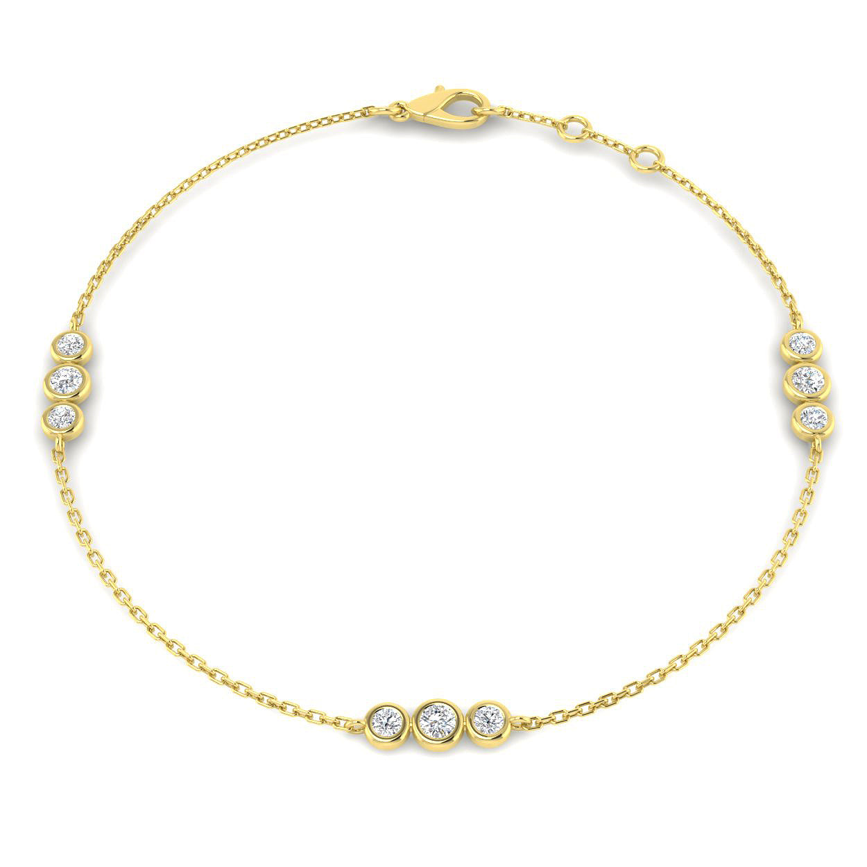 18K Natural Diamond Trio 0.33ct Station Bracelet