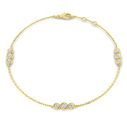 18K Natural Diamond Trio 0.33ct Station Bracelet