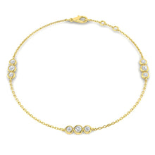18K Natural Diamond Trio 0.33ct Station Bracelet