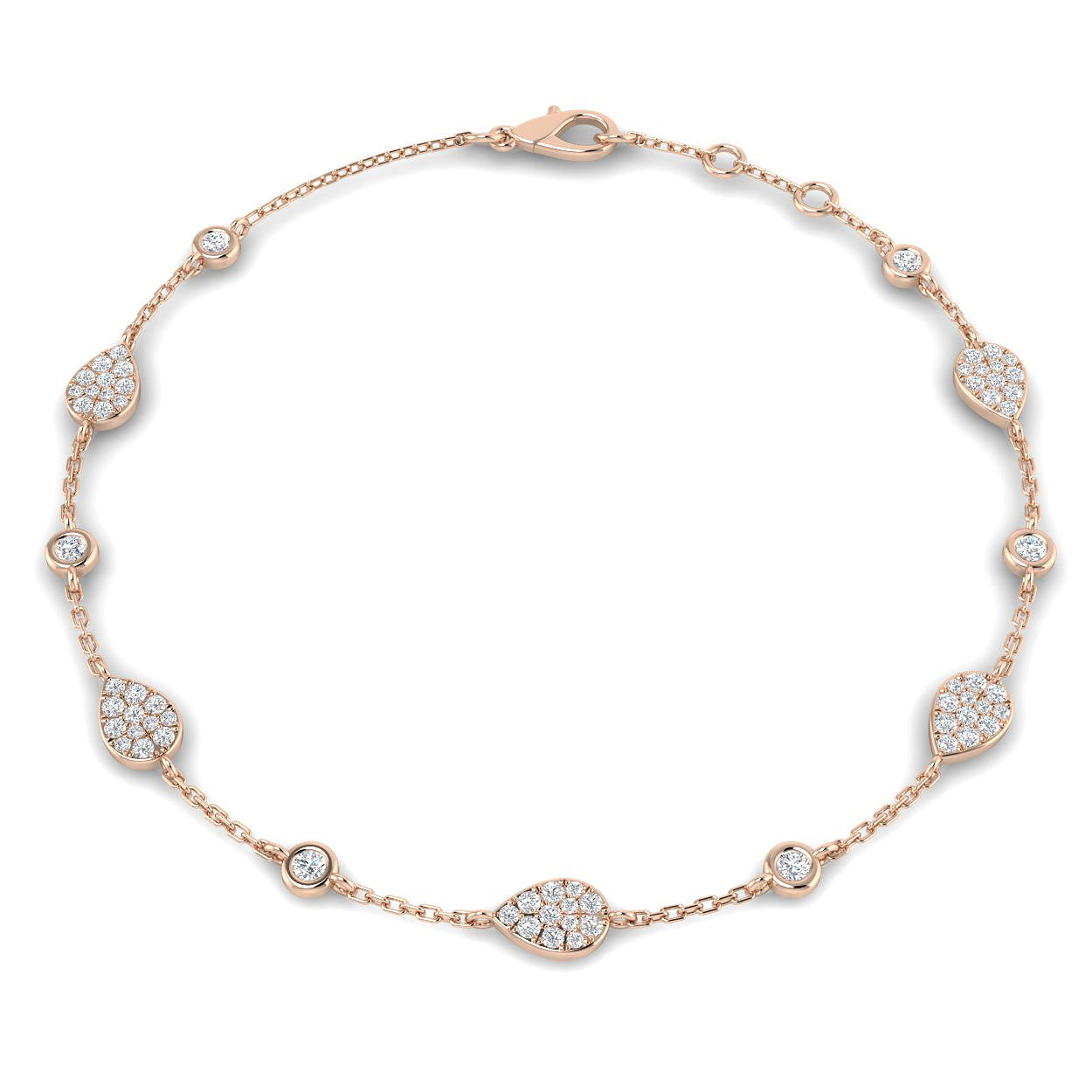 18K Natural Diamond Pave 0.52ct Station Bracelet