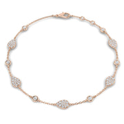18K Natural Diamond Pave 0.52ct Station Bracelet