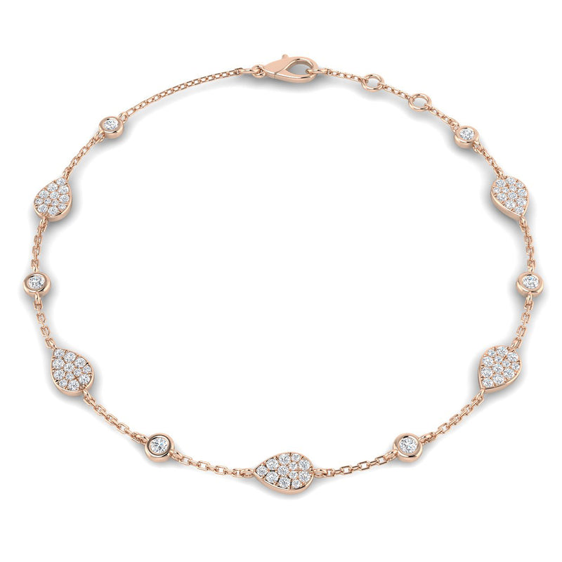 18K Natural Diamond Pave 0.52ct Station Bracelet