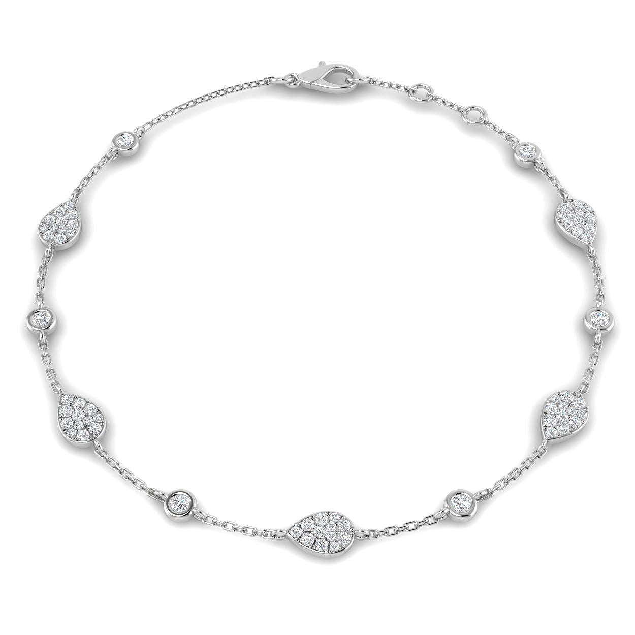 18K Natural Diamond Pave 0.52ct Station Bracelet