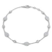 18K Natural Diamond Pave 0.52ct Station Bracelet
