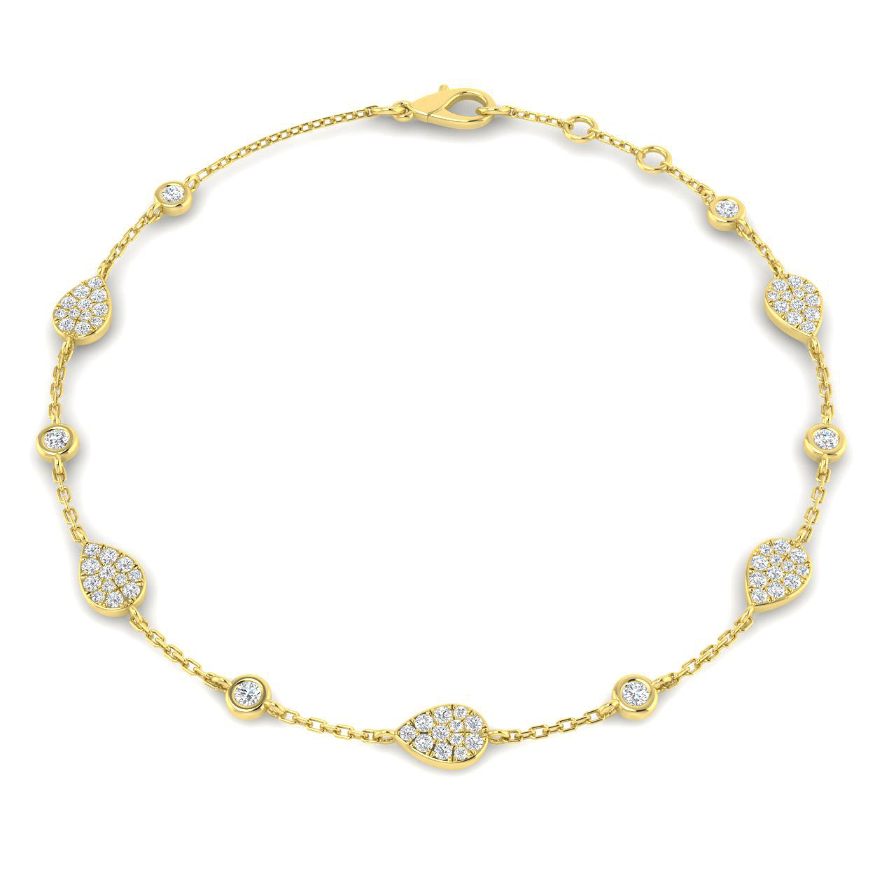 18K Natural Diamond Pave 0.52ct Station Bracelet
