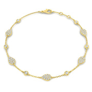 18K Natural Diamond Pave 0.52ct Station Bracelet