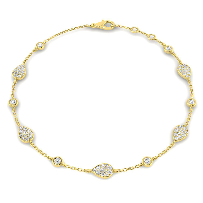 18K Natural Diamond Pave 0.52ct Station Bracelet