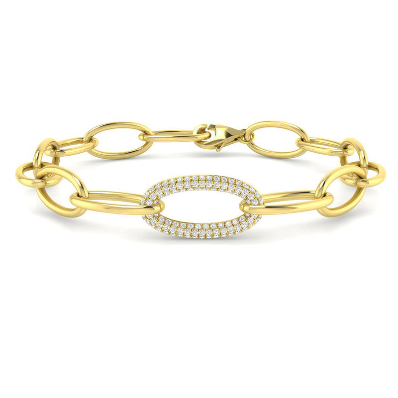 18K Natural Diamond Accented Chain Bracelet