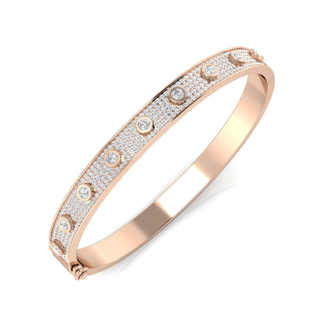 9K Natural Diamond Pave Accented Bangle