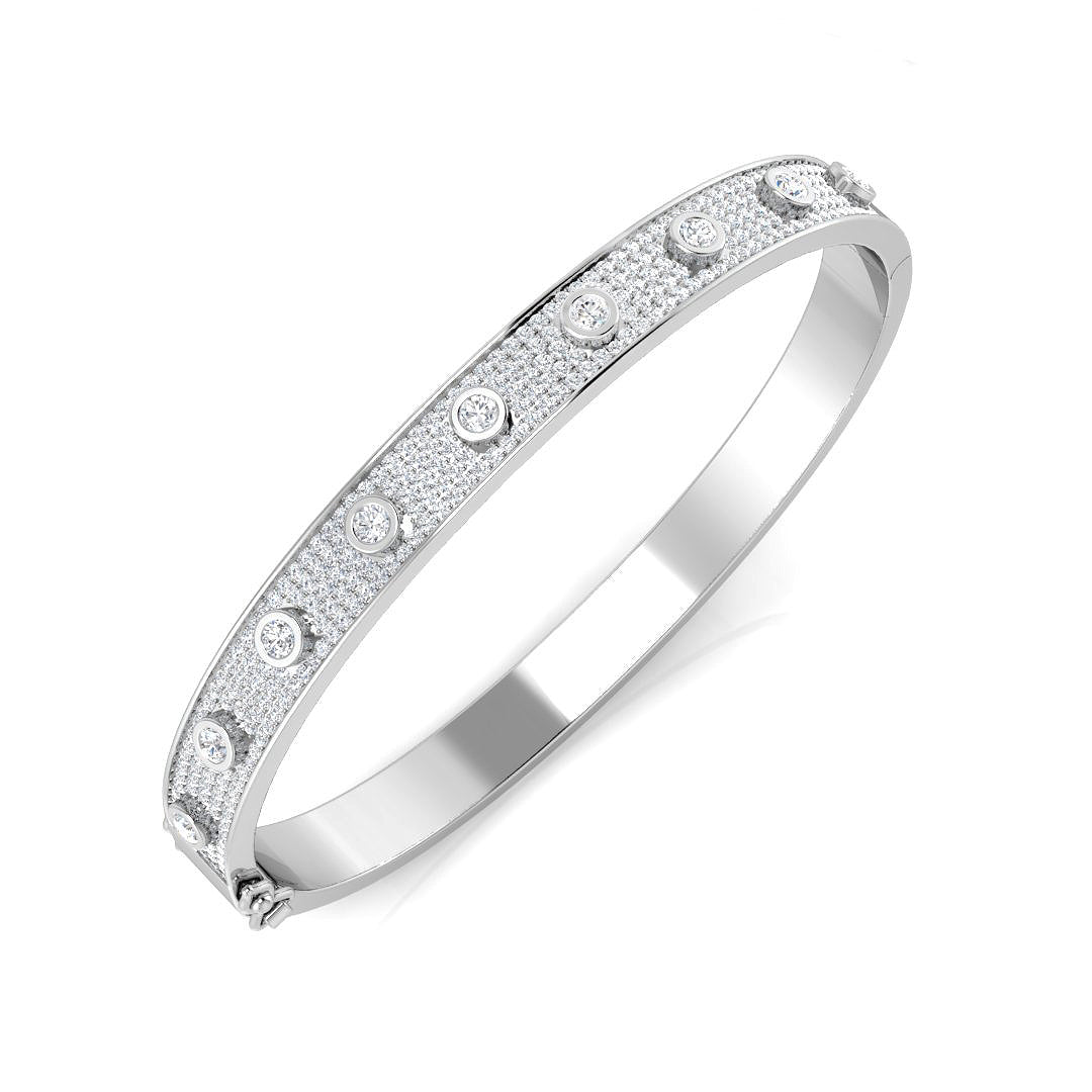 9K Natural Diamond Pave Accented Bangle