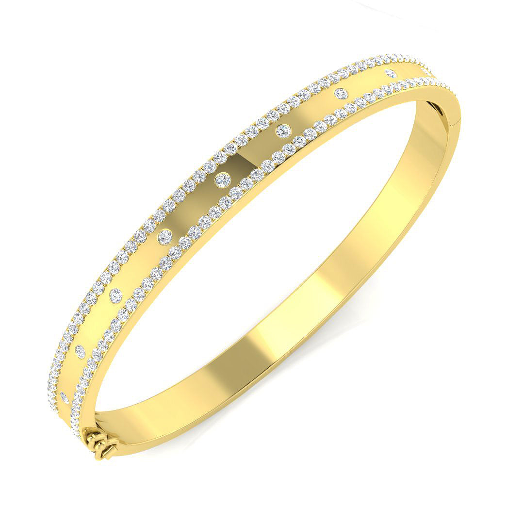 9K Natural Diamond 1.77ct Bangle