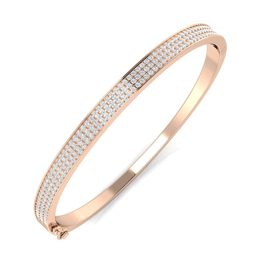 18K Natural Diamond 1.50ct Pave Hinged Bangle