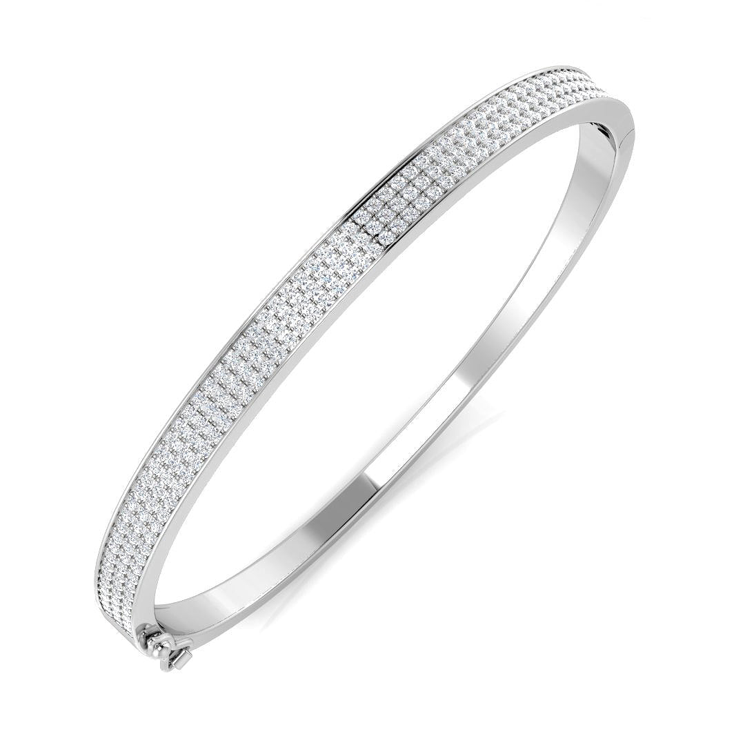 18K Natural Diamond 1.50ct Pave Hinged Bangle