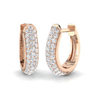 18K Gold Natural Diamond Pave Huggies Earrings