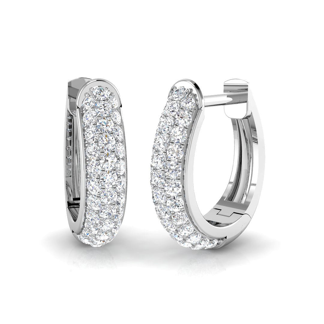 18K Gold Natural Diamond Pave Huggies Earrings