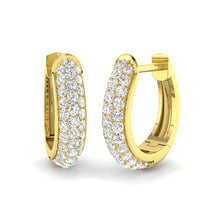 18K Gold Natural Diamond Pave Huggies Earrings