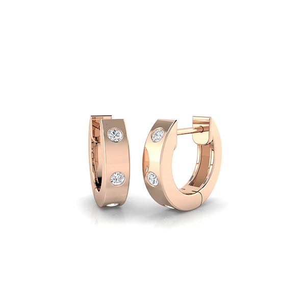 18K Gold Natural Diamond 0.12ct Huggies Earring