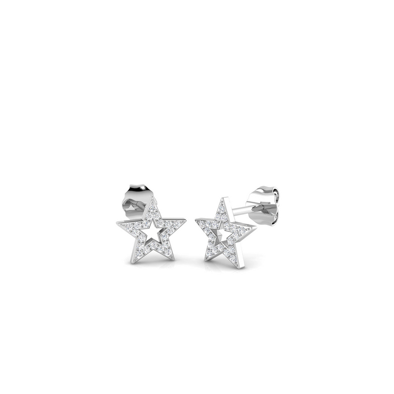 18K Natural Diamond Star Stud