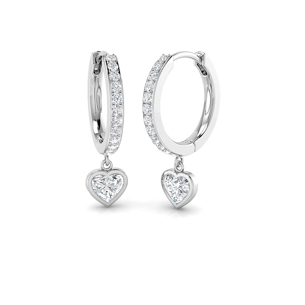 18K Gold Heart Diamond 0.82ct Hoop Earrings