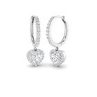 18K Natural Halo Heart Diamond 0.97ct Hoop Earrings