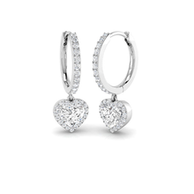 18K Natural Halo Heart Diamond 0.97ct Hoop Earrings