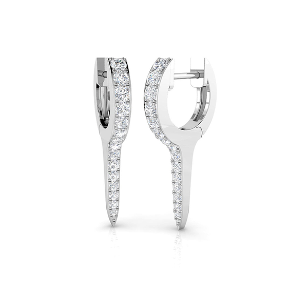 18K Gold and Natural Diamond Spike 0.43ct Mini Hoop Earrings